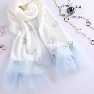 Women’s Blue White Butterfly Scarf